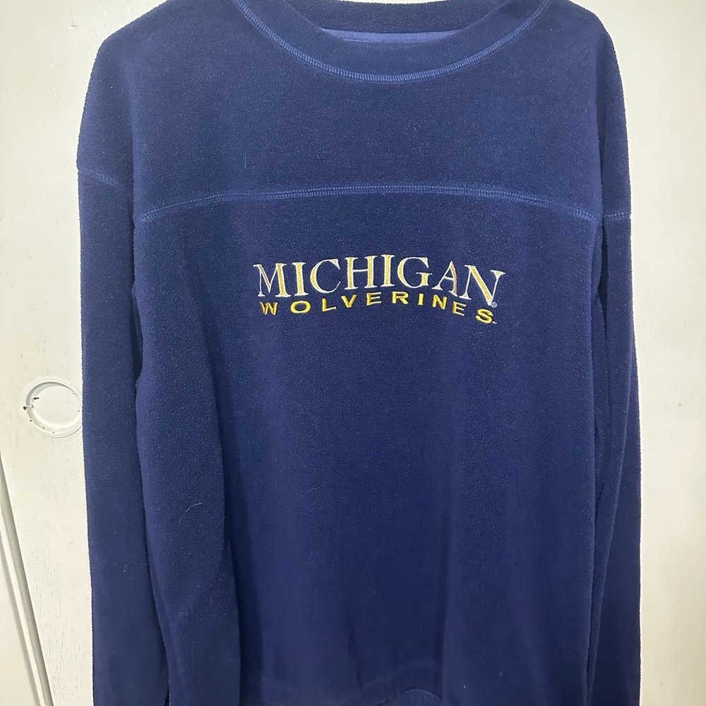 Vintage Embroidered Michigan University Pullover Blue Sweatshirt Wolverines XL